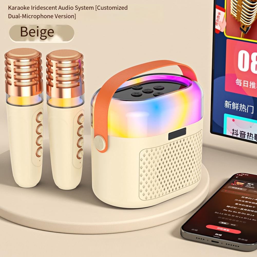 Kit de karaoké portable sans fil avec lumières disco et haut-parleur KTV pour enfants et adultes 12 cm (kaki)