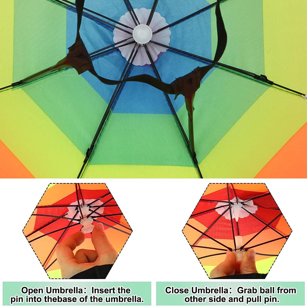 Cerioll Paraguas De Cabeza Anti-UV Gorra Plegable Protección Solar para Pesca Camping Jardinería
