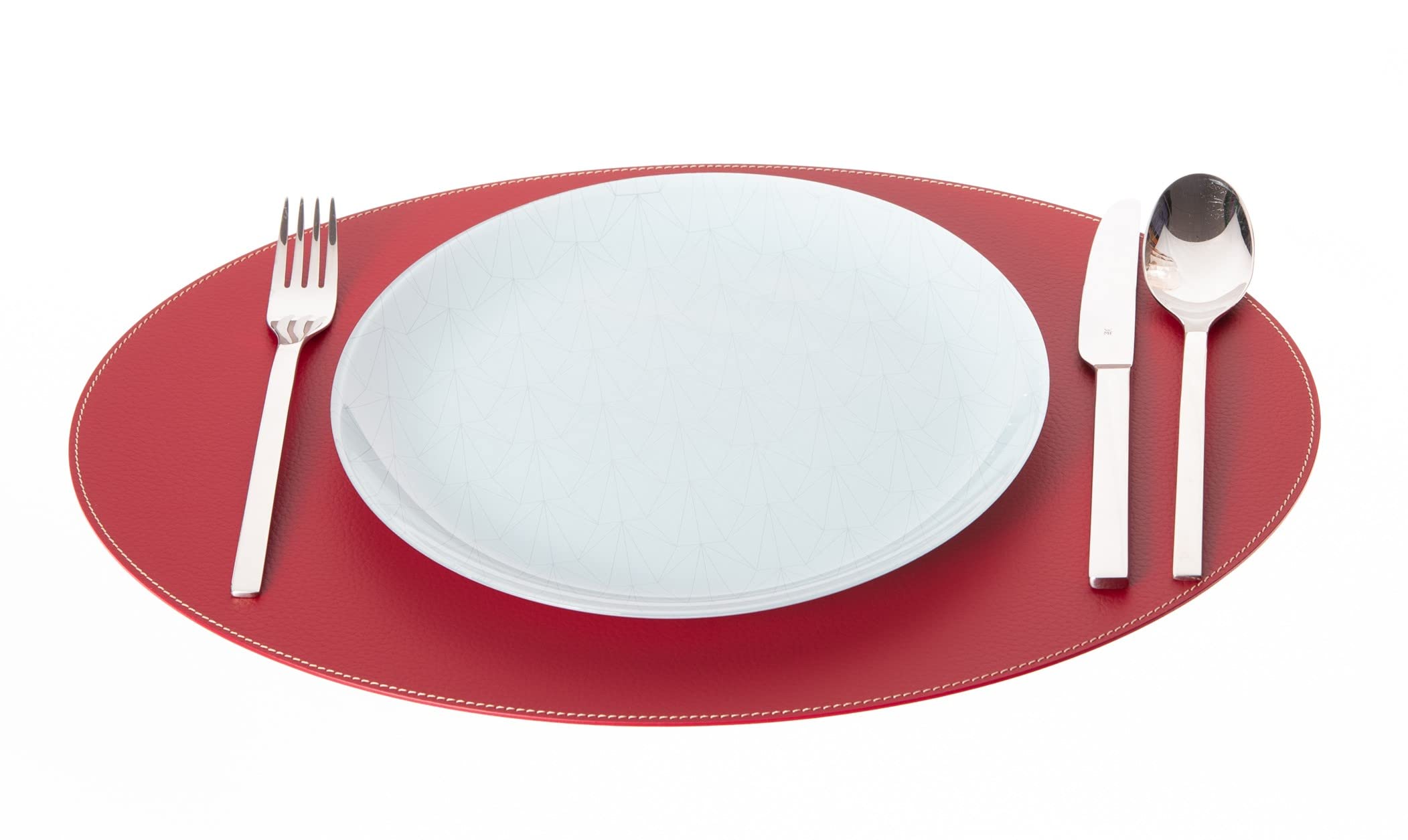 Nikalaz Lot de 4 sets de table et dessous de verre en cuir recyclé - 10 x 10 cm - Rouge Noël - 45,7 x 33,02 cm - Rouge de Noël
