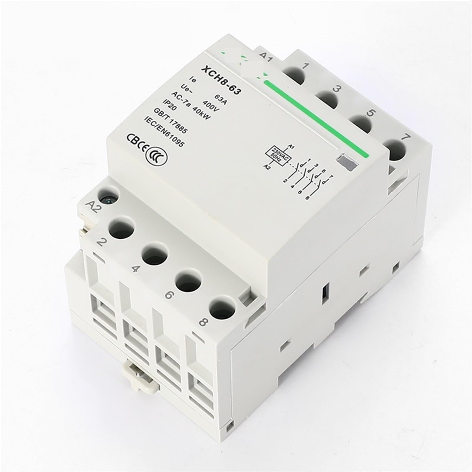 HUUOQIWY 1PCS 4P Din Rail Modular Household Ac Contactor 32A/40A/63A 220V/230V 50/60HZ 3NO 1NC 4NO 4NC 2NO 2NC(63a 2no 2nc)