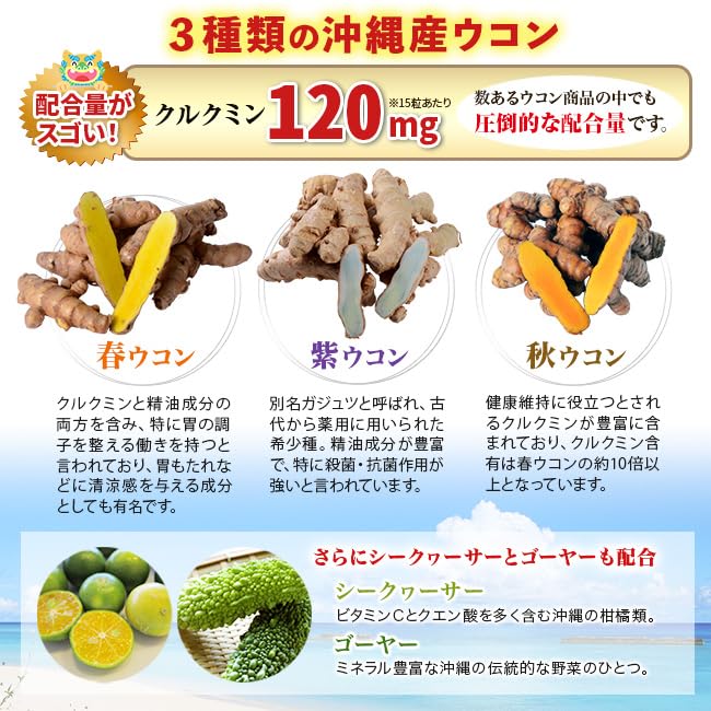 choko　えふプラス　&　ウコン Amazon | 沖縄産 トリプルウコン EX プラスα 4本セット (1本1000粒約2