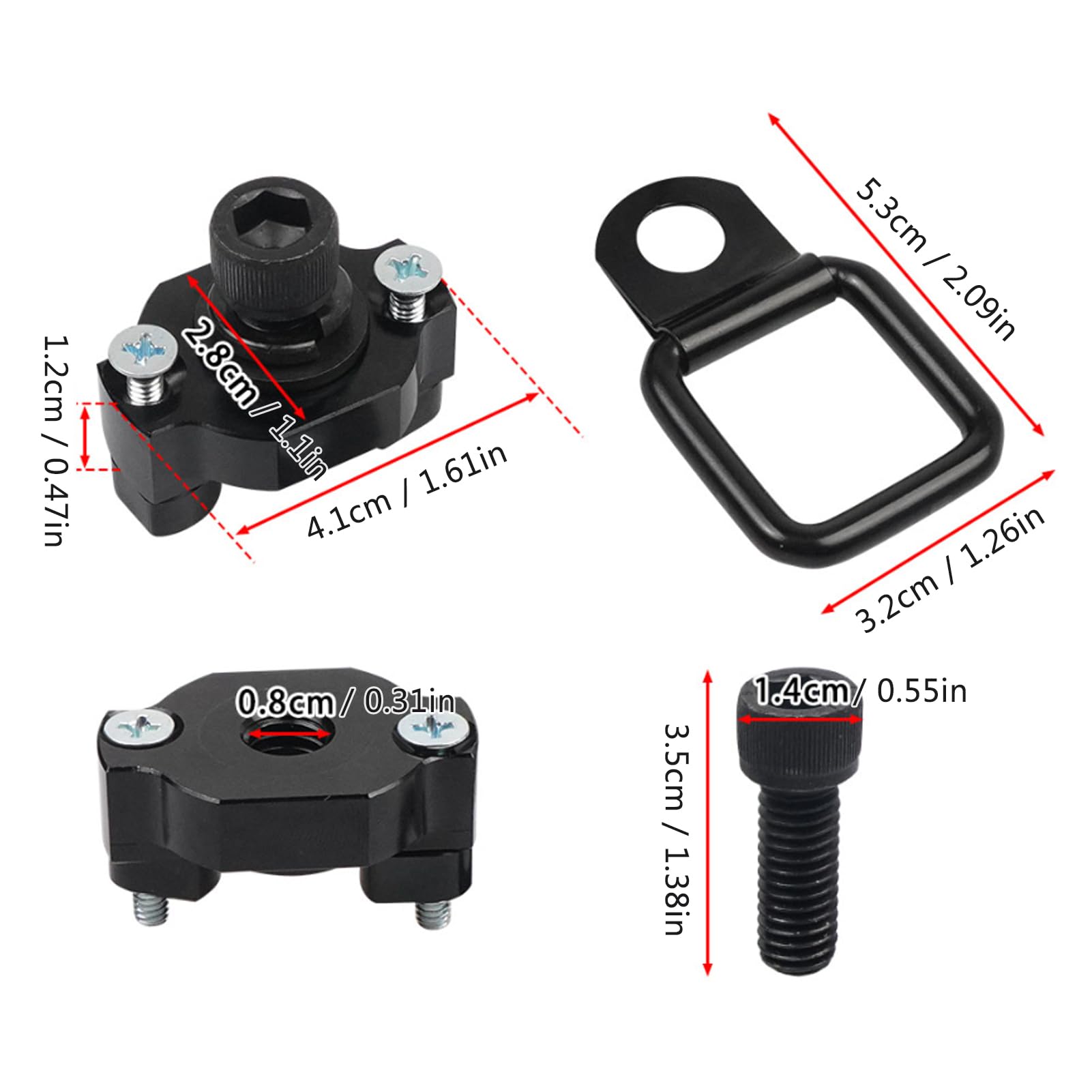 Marhynchus Confezione da 4 Ancore di Ancoraggio con Anello a D per ATV UTV | Compatibile con 1000 950 800 600 625 Pro, Materiale Anodizzato Antiruggine, Carico Sicuro con Cinghie o Corde Elastiche