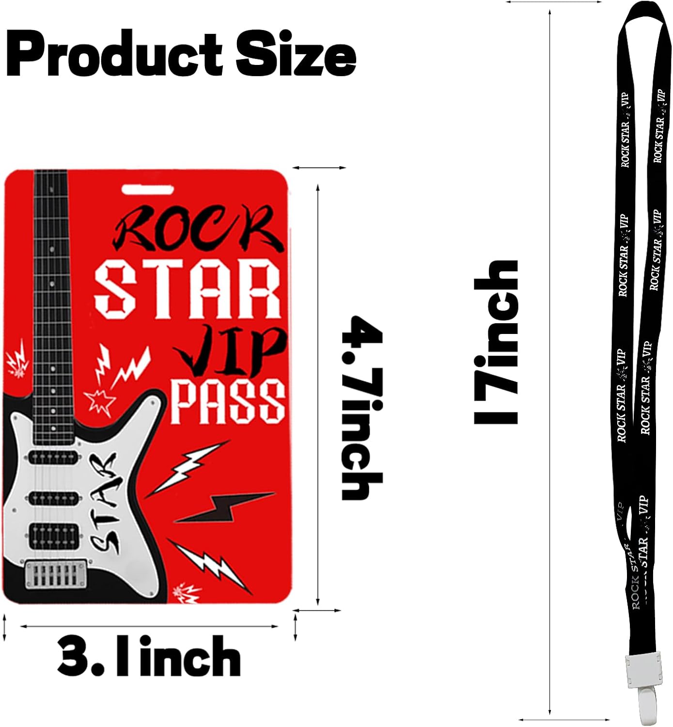 25 Pcs Rock Star Party Badge Rock PVC Card and Roll Party Badge Rock Star VIP Pass Lanyards for Rock Star Themed Birthday Party Supplies