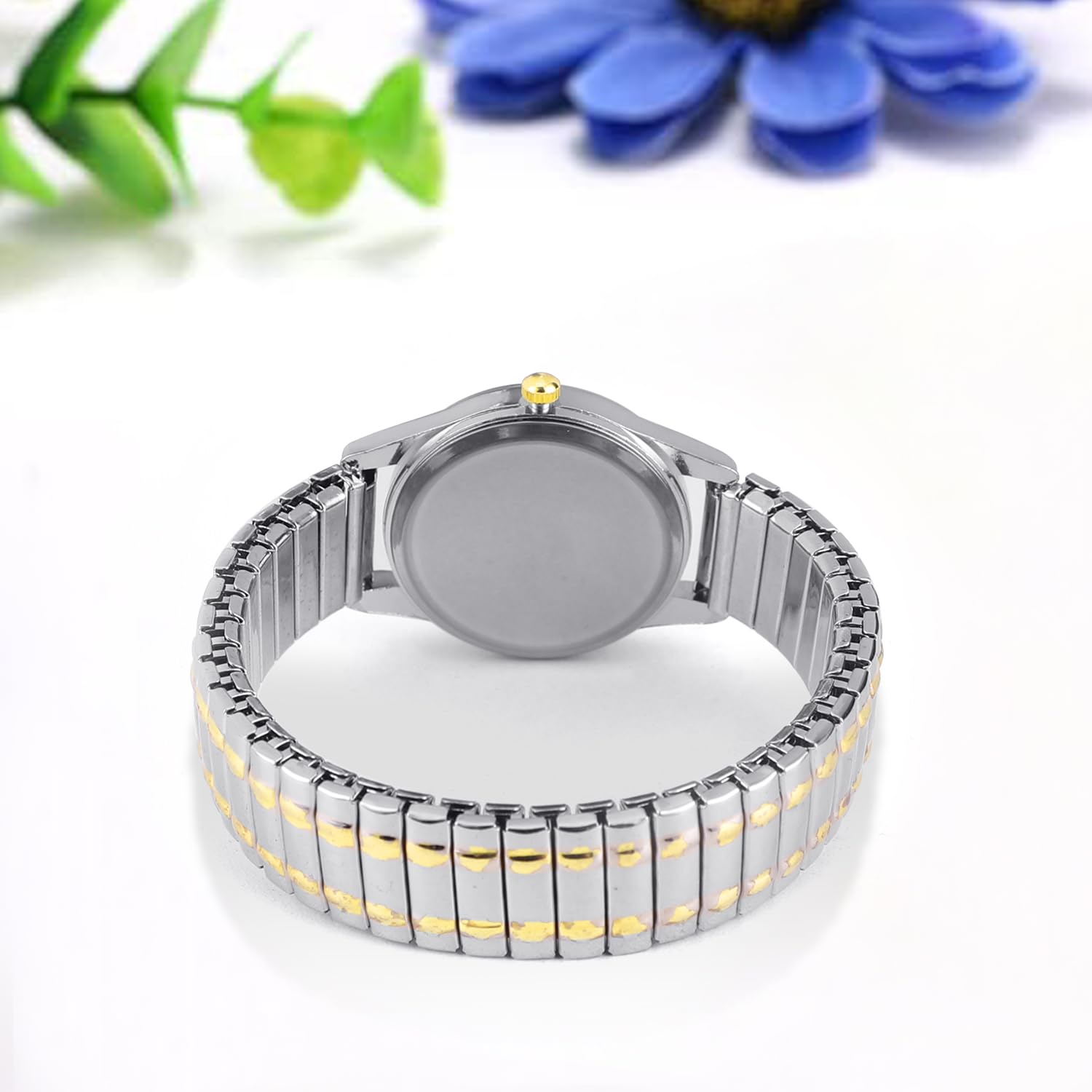 Damen Ultra Dünn Easy Reader Uhr mit Gummiband Silber Uhr