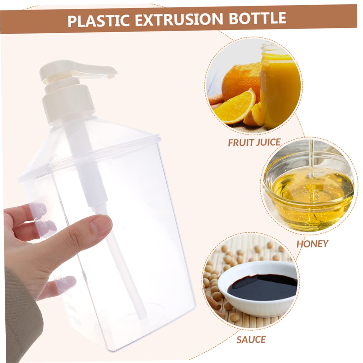Cabilock Syrup Honey Dispenser Press Bottle Condiment Sauce Pump for Kitchen Bar Camping Travel