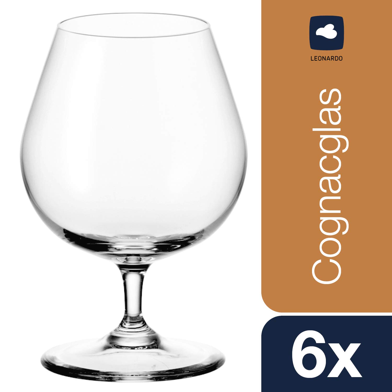 Leonardo Ciao+ kieliszki do koniaku, zestaw 6 sztuk, obrotowe, z wyciągniętym trzonkiem, nadają się do mycia w zmywarce, 6 sztuk, 400 ml, 061454
