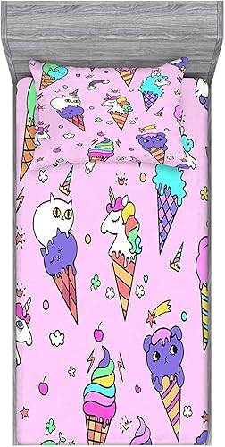 Miniatura 7 de Mkikejoy Juego de sábanas de gato de dibujos animados tamaño individual con diseño de mariposa para niños, niñas, niños, adolescentes, paquete de 2