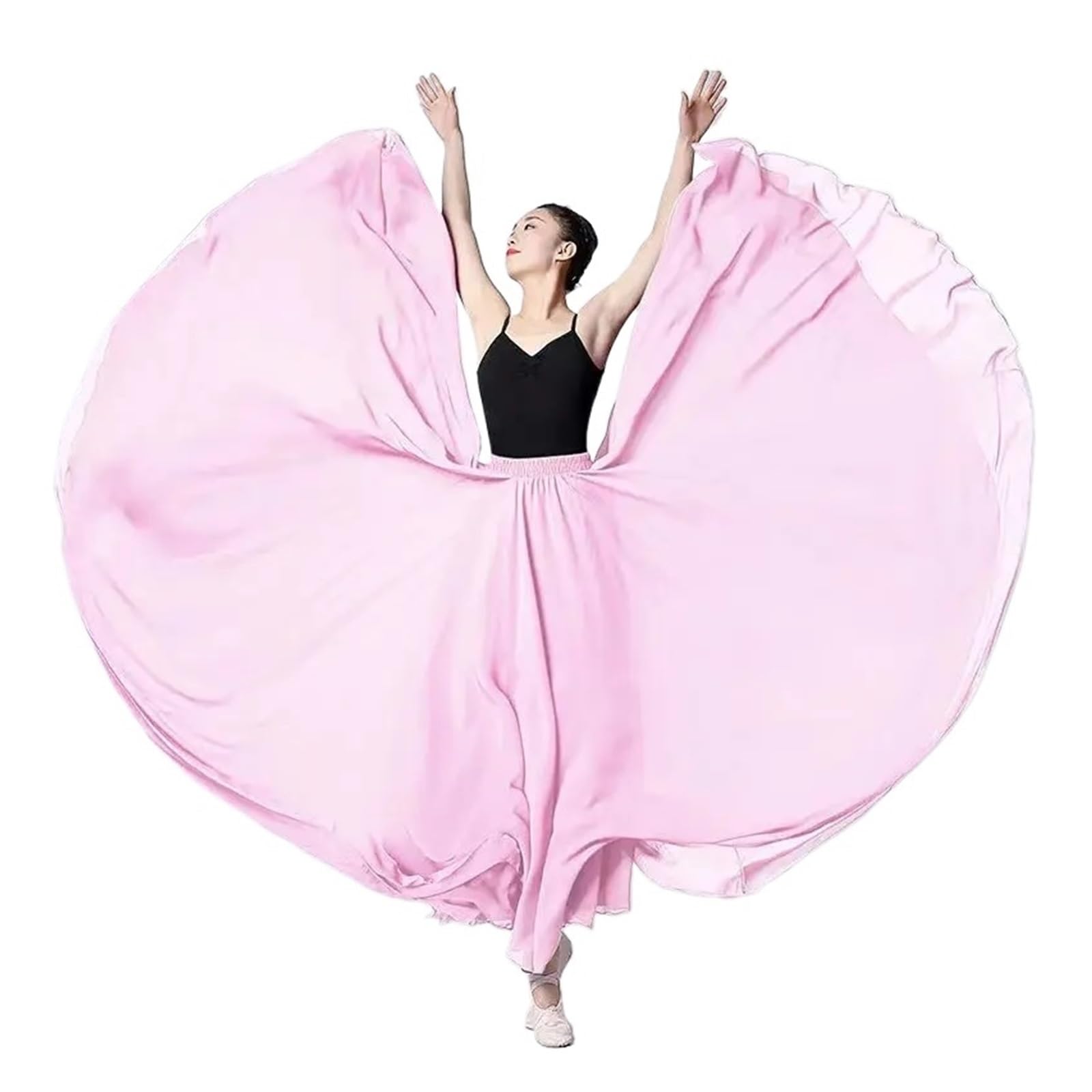 720-Grad-Chiffonrock for Ballett, Bauchtanz, Damen, doppellagige Lange Röcke, Tänzer-Übungskleidung, Bühnenauftrittsröcke Festival Performance Kleidung(Dark Purple,S Length 85cm)