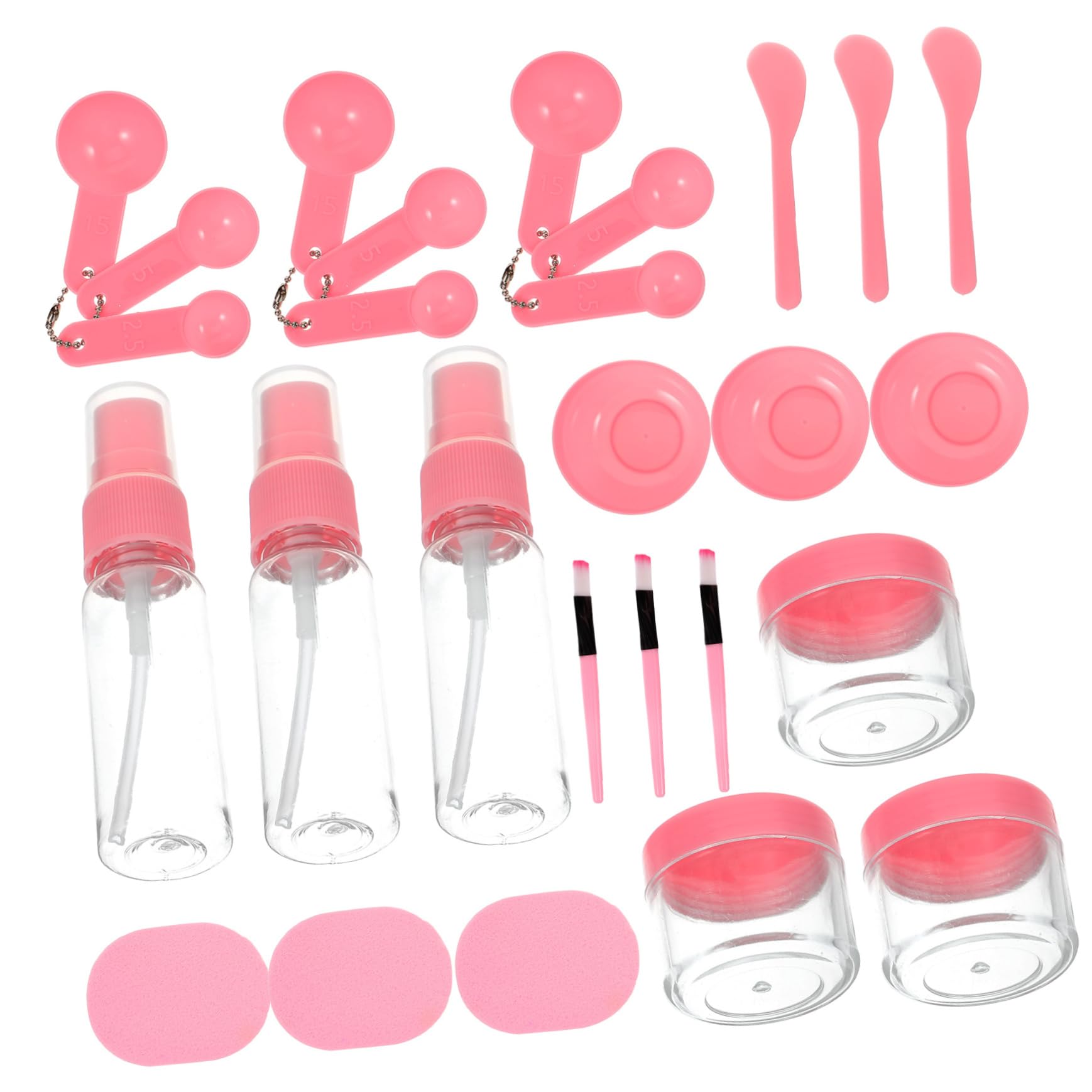 TOVINANNA 1 Set 27 Pcs DIY Mask Tools Set Medium Sized Reusable Facial Mask Mixing Bowl Kit for Makeup Includes Bowls Sticks Brushes and Measuring Spoons for Home Salon Use Pink