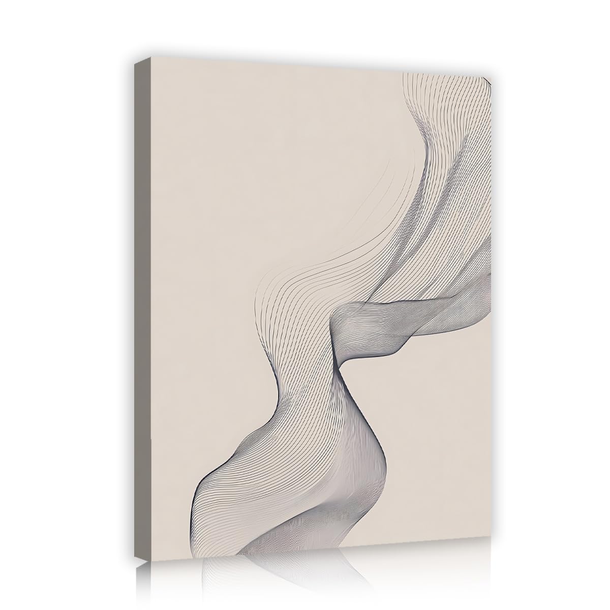 TOANGWALL Modern Contemporary Canvas Wall Art for Apartment Beige Abstract Wave Line Pictures Posters Prints for Hallway Office Decor 80x95cm