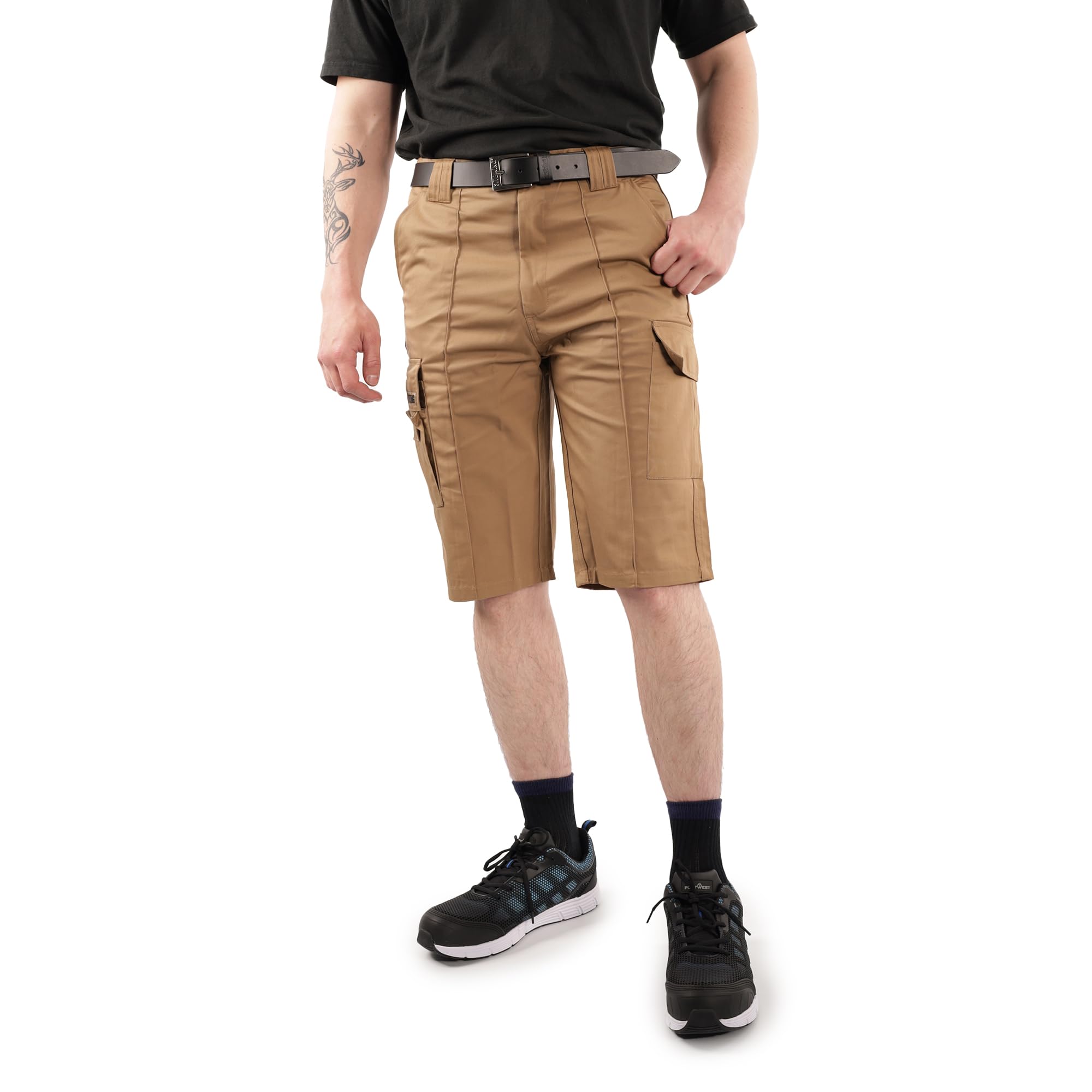 Site King Men's Khaki Combat Cargo Work Shorts Sizes 28 To 52 - Black/Navy/ (28 Waist / 13" Length Shorts, )
