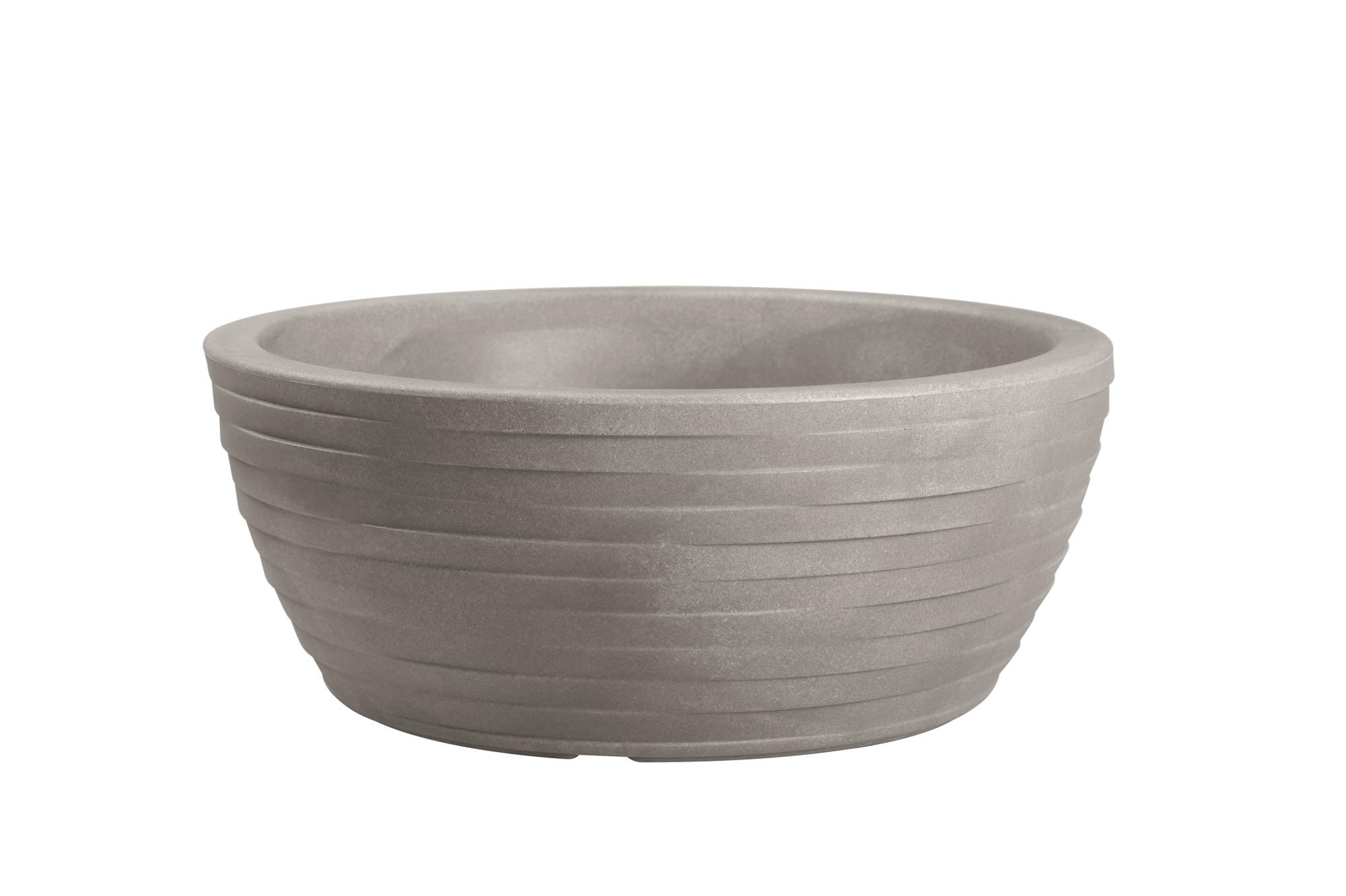 NICOLI THETIS Coppia Vaso Rotondo in Resina, Effetto Costolato, Per Terrazzo e Giardino o Da Interno, Resistente UV e Intemperie, Design Italiano Made in Italy - Due Pezzi Cenere Ø30/40 cm