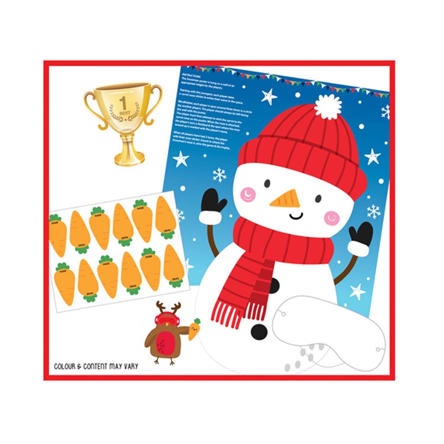 Harvey & Mason 6 Pin The Carrot On The Snowman Crackers Red And White Xmas Game For The Family Fun, Multicolour - Image 3