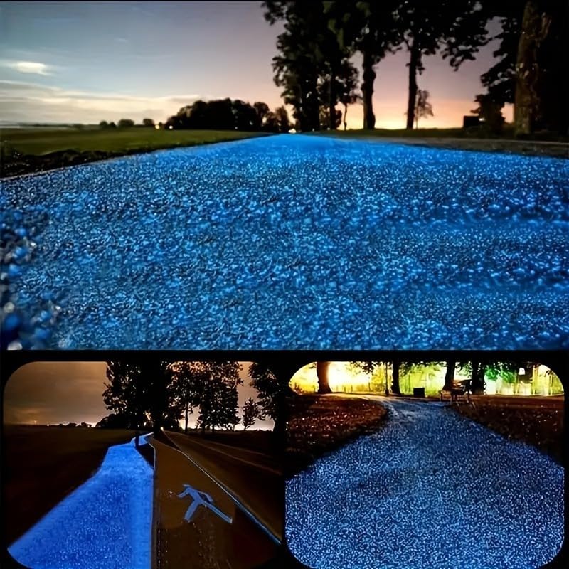 Image of 4000PCS Glow in The Dark Rocks Luminous Pebble Stones Fairy Garden Decor Outdoor Decorations for Plants Backyard Aquarium Pathway Blue