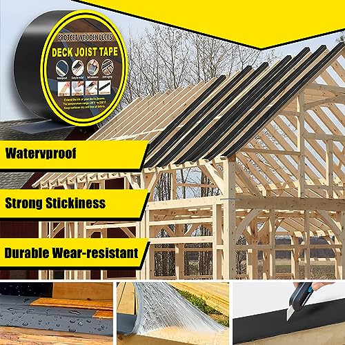 Image of COYOUCO Joist Tape for Decking, 2''50' Butyl Deck Tape, Waterproof Seal, Self-Adhesive Flashing Tape for Wood Decks Beams Roof (2 Rolls)