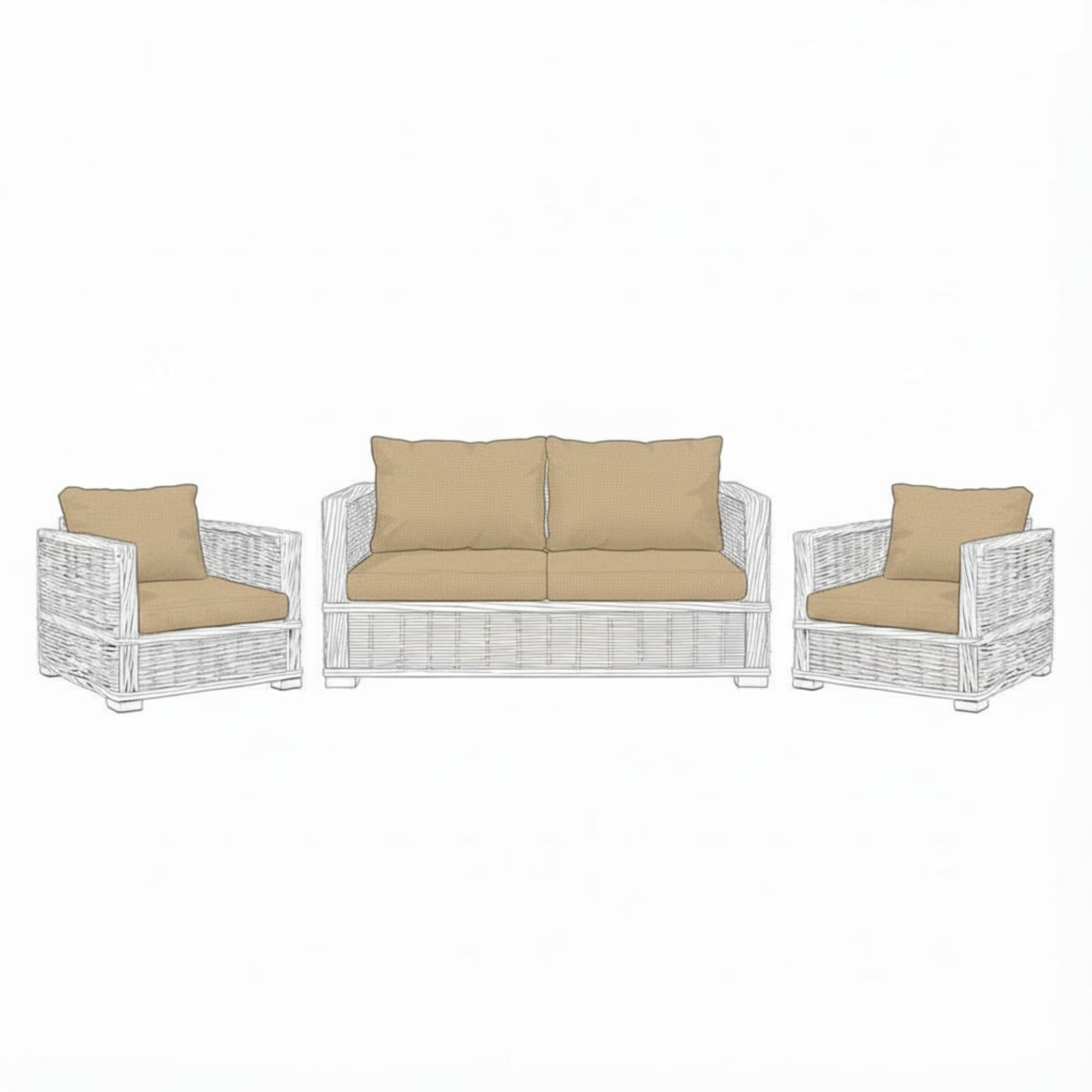 Kosiproducts Replacement Rattan Cushion Seat Cushions Garden Patio Furniture [Beige, 4 Seats + 4 Cushions] - Furntiure Not Included