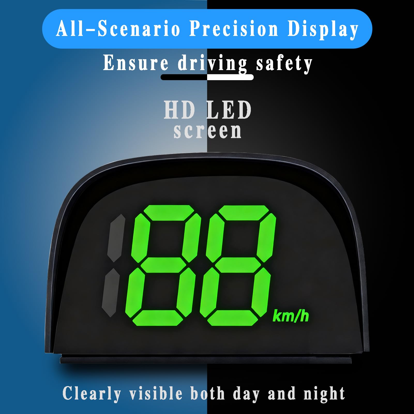 Tachimetro GPS digitale per display HUD auto, indicatore di velocità auto con parasole, misuratore di velocità GPS preciso per auto, moto e scooter elettrici, display LED a grande schermo, plug & play
