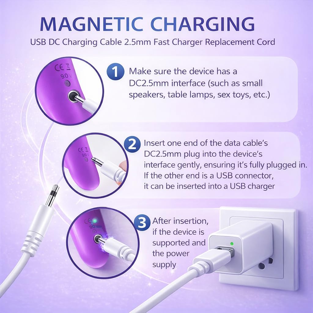2.5mm Charging Cable for Vibrator, Personal Massager Toys, Beauty Devices, Electronic | Fast Charging USB to DC 2.5mm Charging Cable Adapter — Amazon image 9