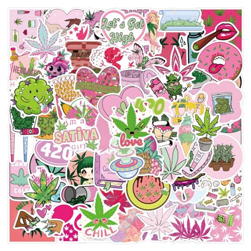 110 Pcs Green Weed Stickers Weed Sticker for Laptops Water Bottles Flower Pots Vases Decorative Phone Book Guitar Vinyl Decals for Adults (Foliage)