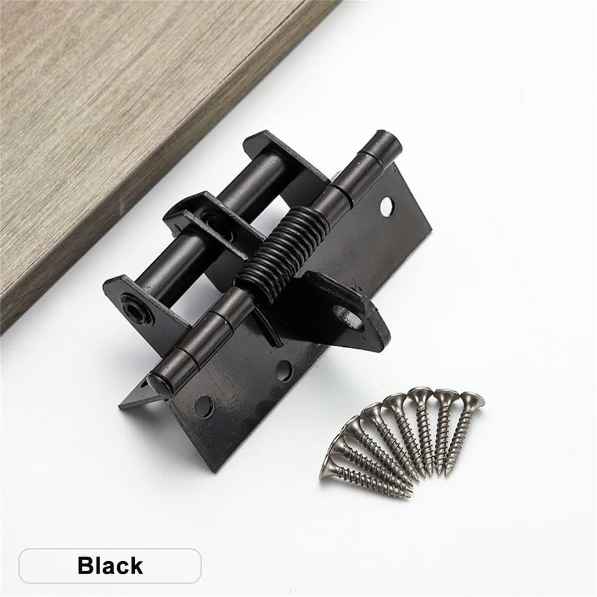 MVM Enterprise 3 in 1 Automatically Door Hinge Lock, 90° Automatic Self-Closing Door Multi-Function Hinges with Screws for Gate Kitchen Cabinets Closet Wooden Fences Stainless Steel