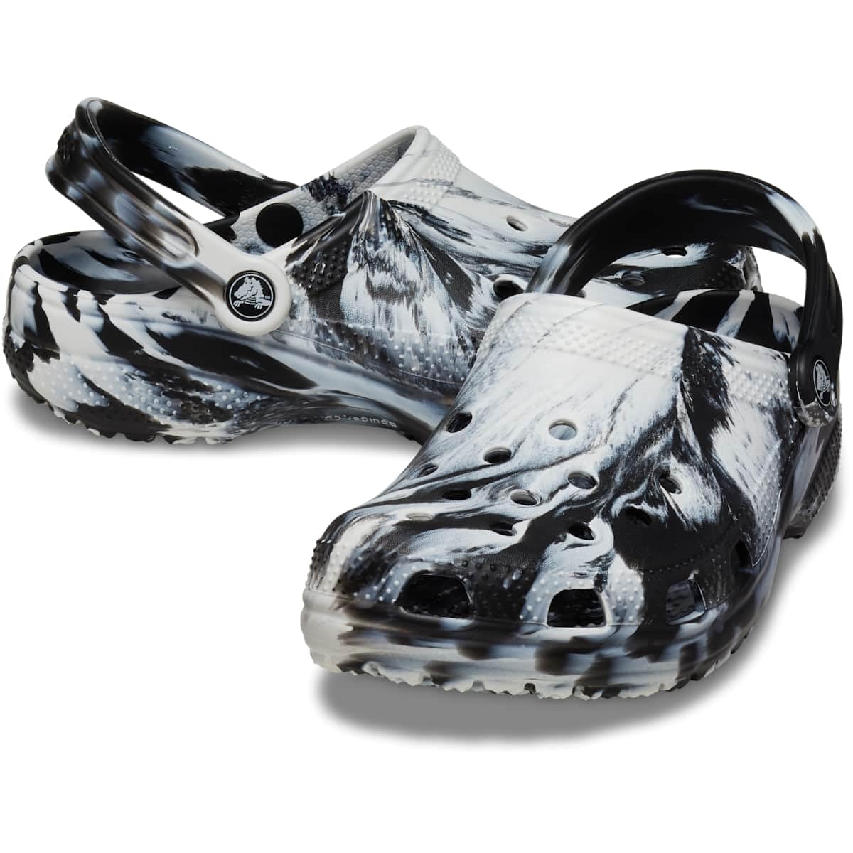 Crocs Unisex Adulto Classic Marbled Clog Zueco, White/Black, 37/38 EU