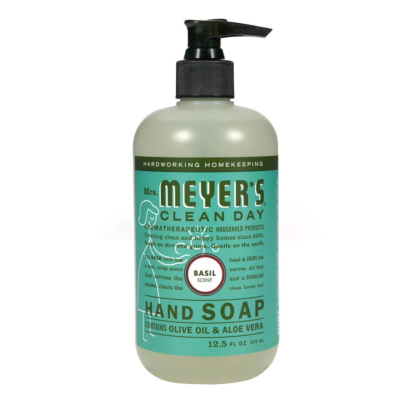 MRS. MEYER'S CLEAN DAY Liquid Hand Soap in Basil Scent, 12.5 ounce bottle (2 Bottles)