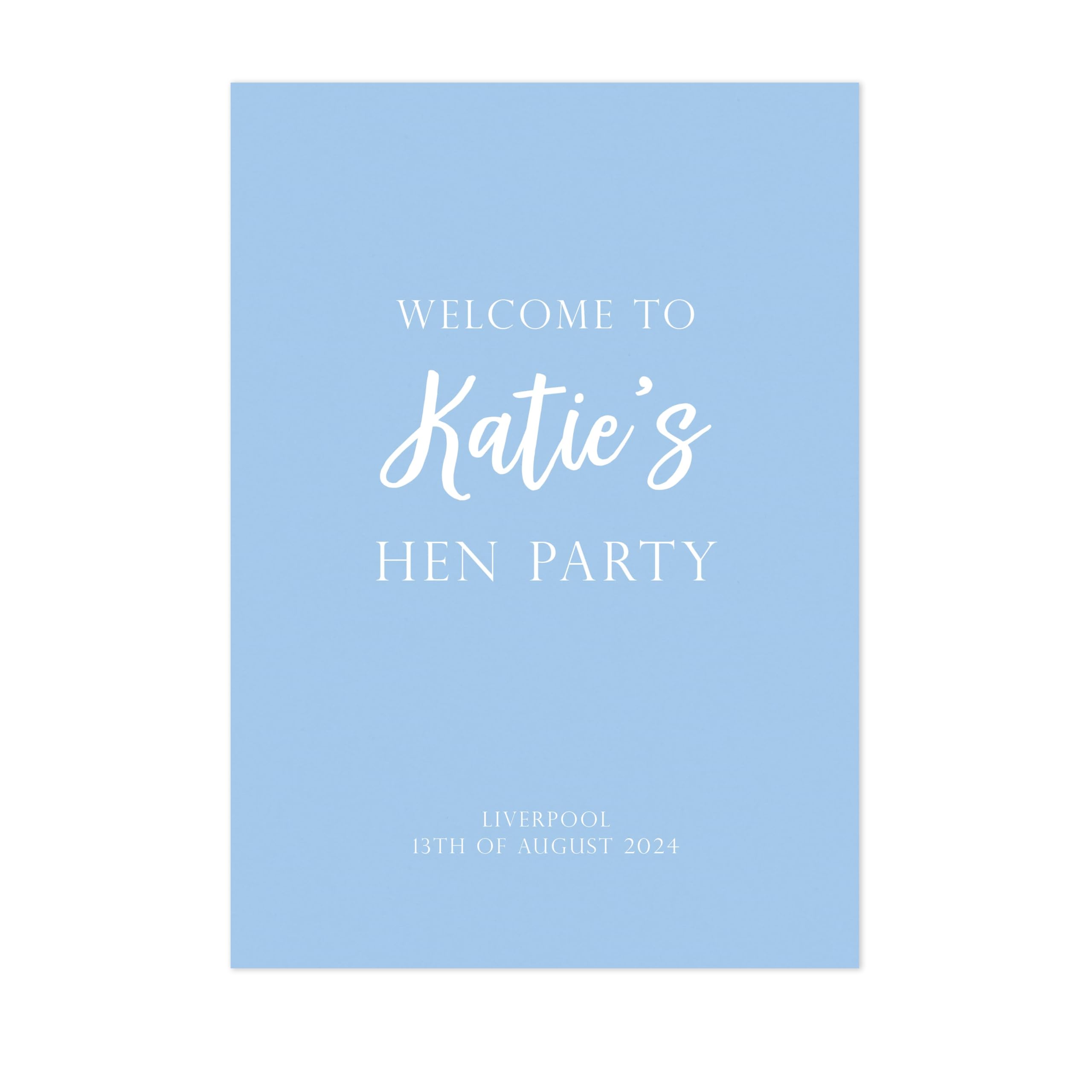 Manta Makes Hen party accessories classy hen party sign with optional stand,hen do accessories or hen party decorations,bride to be hen do decorations,bride to be decorations (Blue, A4) โ image 1