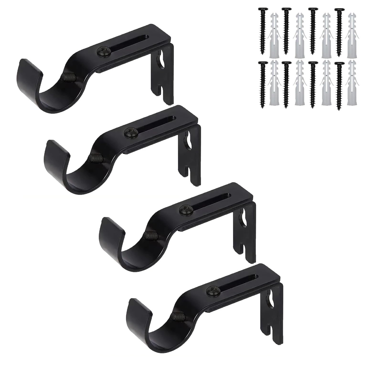 RUWLFE 4 Pcs Extendable Adjustable Curtain Rod Support with Screws Bracket Holder Window Hardware for Poles, Wall Rod