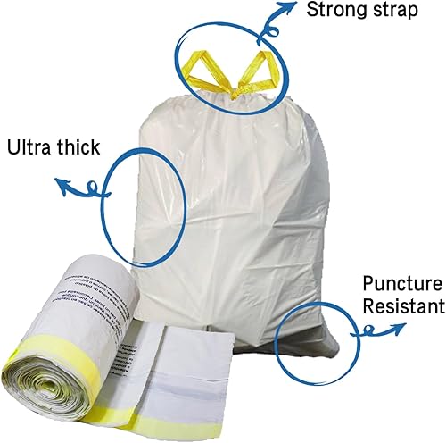 Miniatura 9 de Bolsas de basura con cordón de 8 galones, forros medianos para cubos de basura para baño, dormitorio, oficina (45 unidades)