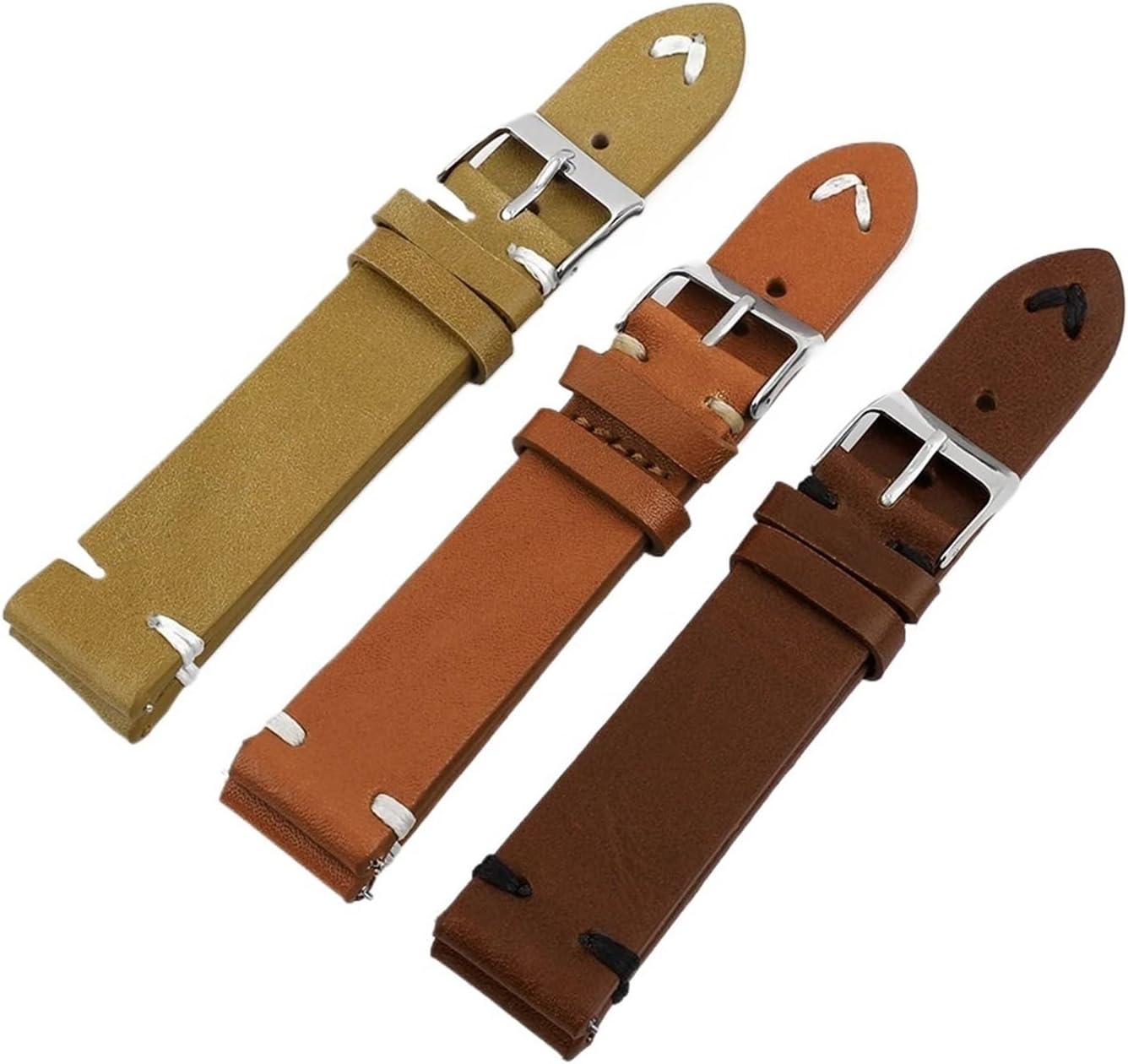 XILILHC Vintage Genuine Leather Watch Strap 16/18/20/22/24mm Band Handmade Stitching Quick Release Bracelet For Men