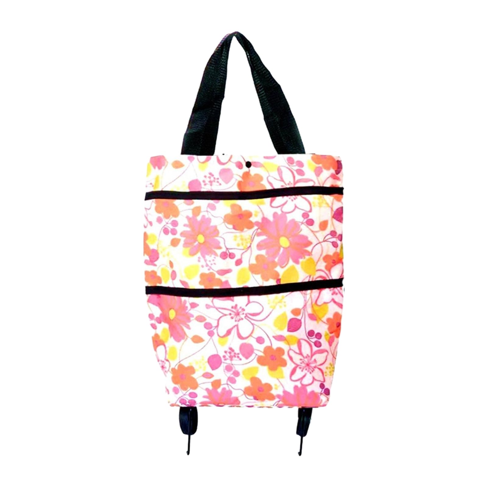 2-in-1 Foldable Shopping Trolley Bag with Wheels, Waterproof Grocery Cart