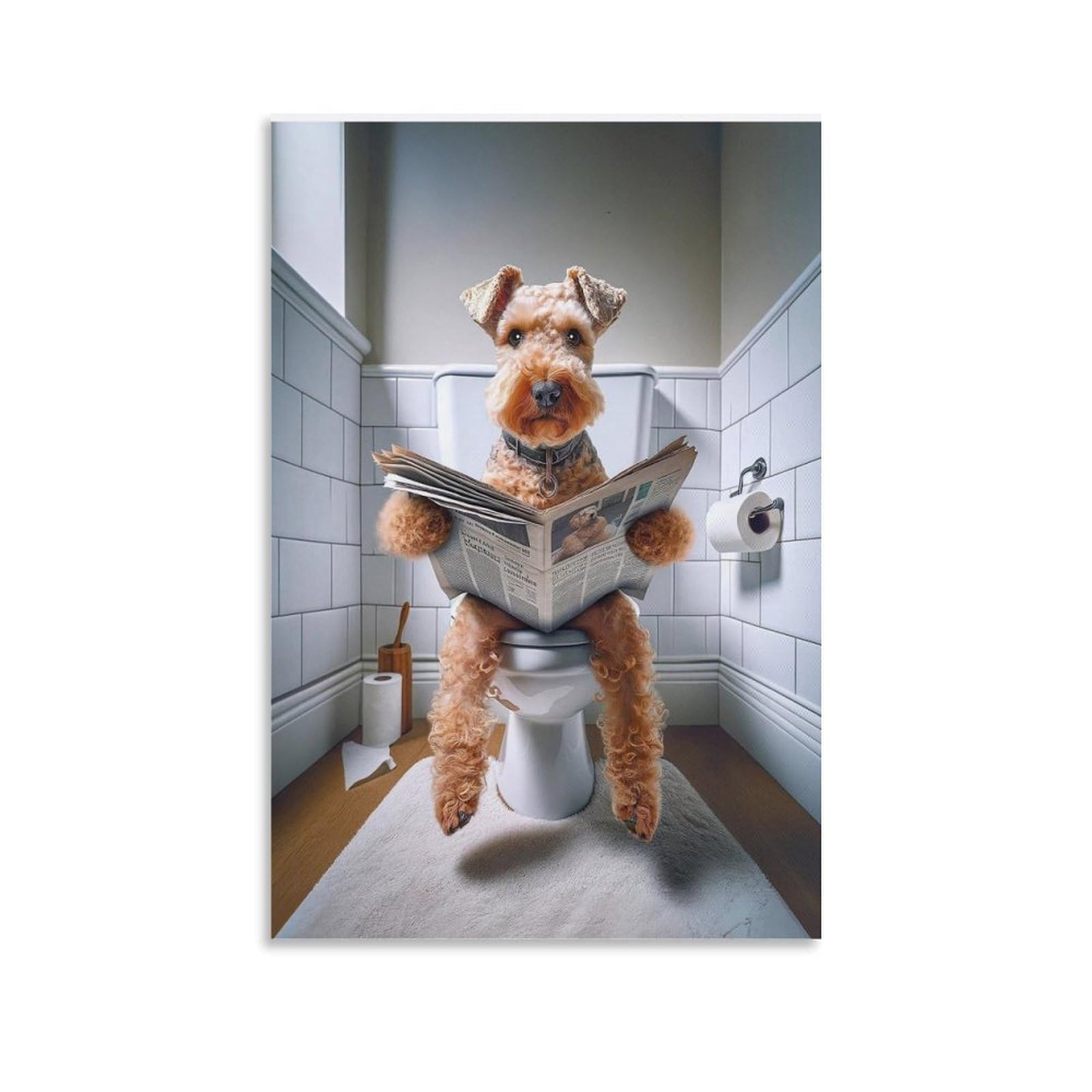 Gqvcjsw Lakeland Terrier, Funny Bathroom Decor Canvas Poster Wall Art Decor Print Picture Paintings For Living Room Bedroom Decoration 12X18inch(30X45cm)