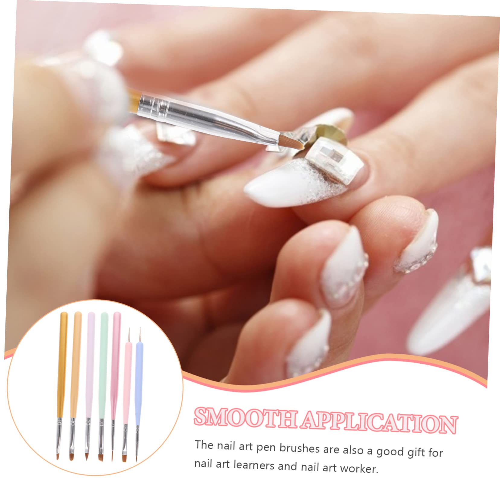 FRCOLOR 5 Set Di Pennelli Per Unghie Per Manicure E Per Nail Art Per Smalto 7 Pezzi*5
