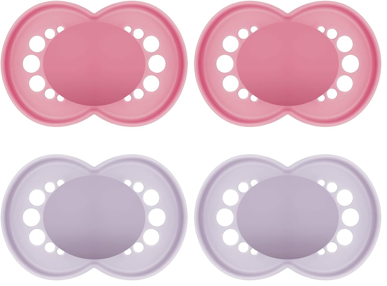 MAM Original Schnuller im 2er-Set, zahnfreundlicher Baby Schnuller aus nachhaltigen & bio-erneuerbaren Materialien, Sauger aus MAM SkinSoft Silikon, mit Schnullerbox, 16+ Monate, lila/pink