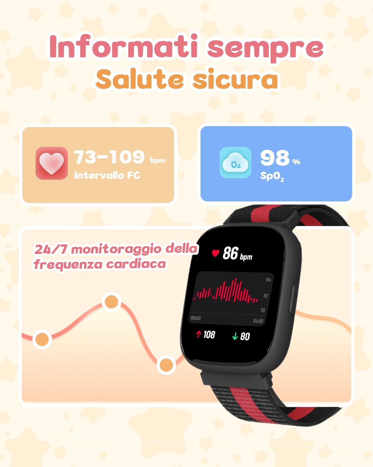 Smartwatch Bambini e Bambina Ado 5-16 Senza APP Necessaria, 1,83" Orologio Smartwatch Bambini con Contapassi, Frequenza Cardiaca, Resistente all'Acqua IP68, Monitor del Sonno, Giochi Puzzle