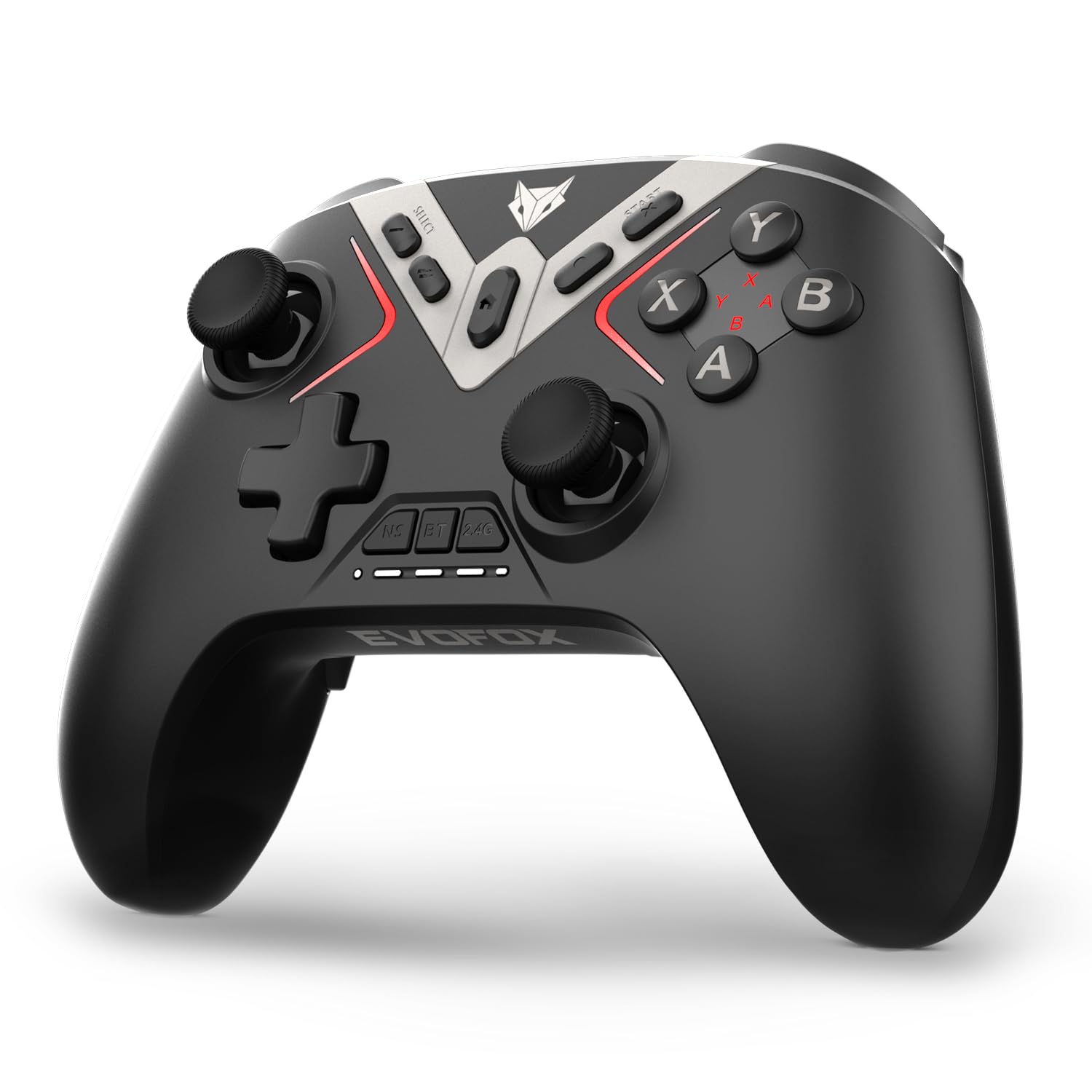 EvoFox One X Wireless Gaming Controller for PC, Switch, Android, iOS & macOS, Tri-Mode, Hall Effect Joysticks & Triggers, On-the-fly 6 Axis Gyro, 1000Hz Polling, Macro buttons, 800mAh Battery (Black)-image-2