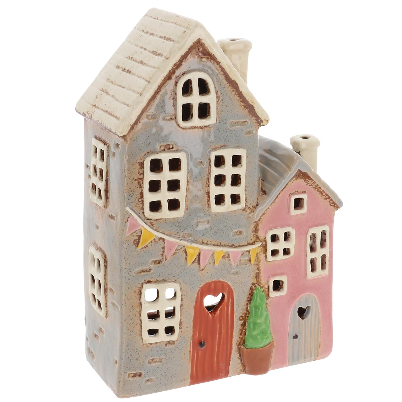 Shudehill Giftware Village Pottery Garden House Tealight Collection - Pebble, Thatch, Slate and more Designs! (Double House)