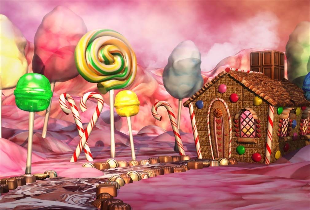 Yeele 7x5ft Fairy Tale Candy House Background for Photography Fantasy Cane Candy Lollipop Marshmallow Backdrop Baby Kids Children Birthday Party Photo Booth Shoot Vinyl Studio Props