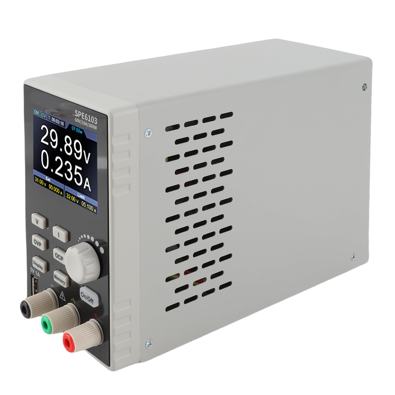 Fafeicy Alimentatore CC Regolabile 300 W Risoluzione 0,1% ± 30 MV con LCD TFT da 2,8 per Banco di Lavoro da Laboratorio, Uscita Programmabile a Potenza Costante Ricarica USB, Protezione