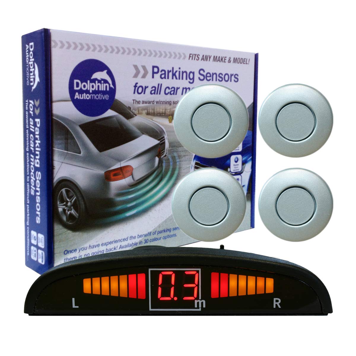 Dolphin Automotive DPS450 Reverse Parking Sensors In 32 Colours 4 Ultrasonic Radar Sensors Kit Audio & Display Alert System - Matt Black — view 31