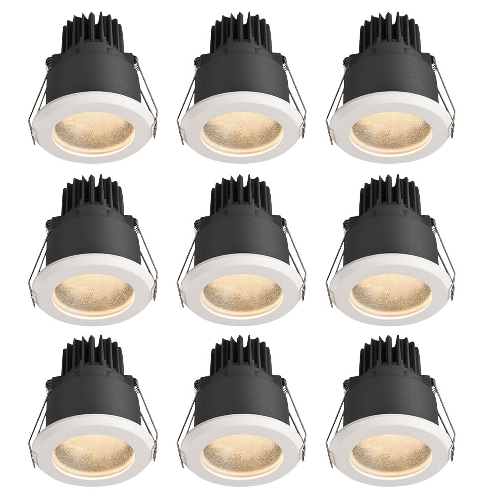 Faretto LED da incasso IP65 Lampada da doccia impermeabile Confezione da 9 luci da incasso a pannello, Utilizzo in posizione umida, Lampada da incasso a soffitto in alluminio Lampada da doccia per ba