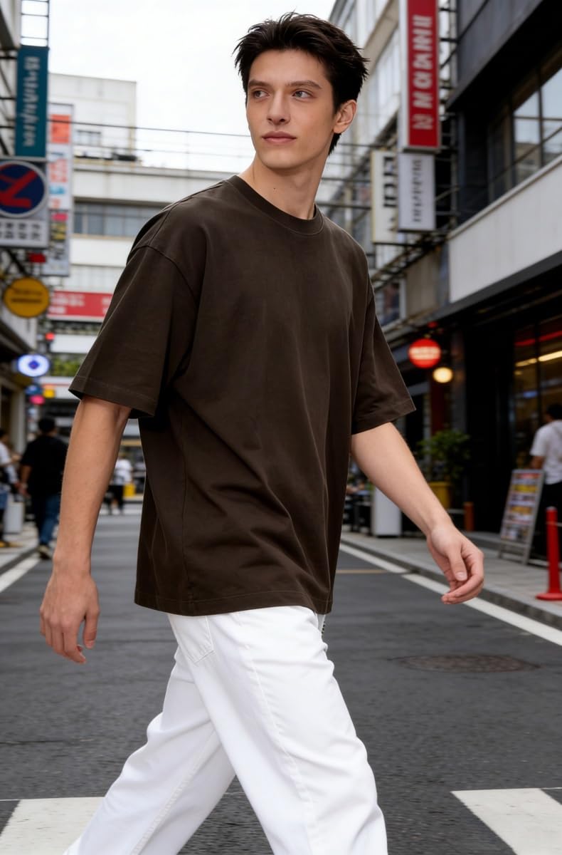 T-shirt oversize da uomo a maniche corte larghe T-shirt basic casual streetwear Tee Top