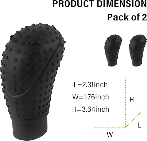 Miniatura 2 de IHOTDER 2 fundas para pomos de palanca de cambios de automóvil, funda de silicona antideslizante para palanca de cambios con diseño de masaje para
