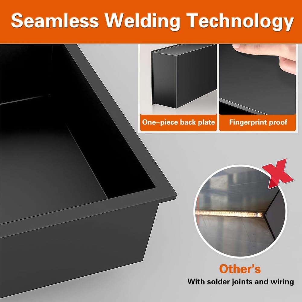 Paneles de ducha de Acero inoxidable 304, botiquín de Metal Negro multicapa empotrado con orificio de drenaje, estantes duraderos para baño y cocina, solución de almacena