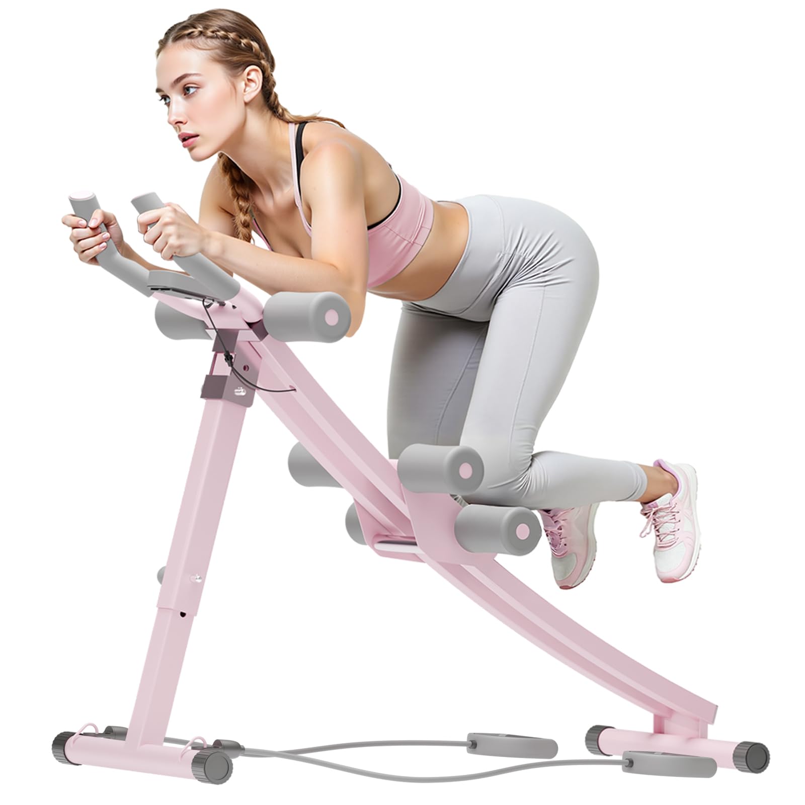 Ab Machine for Home Gym, 440 LBS Ab Trainer with Digital Display, 4 Adjustable Resistance Levels, Foldable Abdominal Workout Equipment with Knee Protection for Core Strength Training