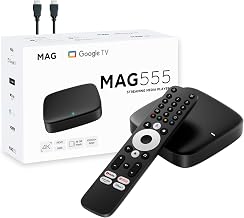 MAG 555 Google TV Box Original Infomir & XstreamTec Mag Box Google Assistant voice remote 4K HDR Mag555 Chromecast built-in Dual Band WiFi support for Game Pads Bluetooth