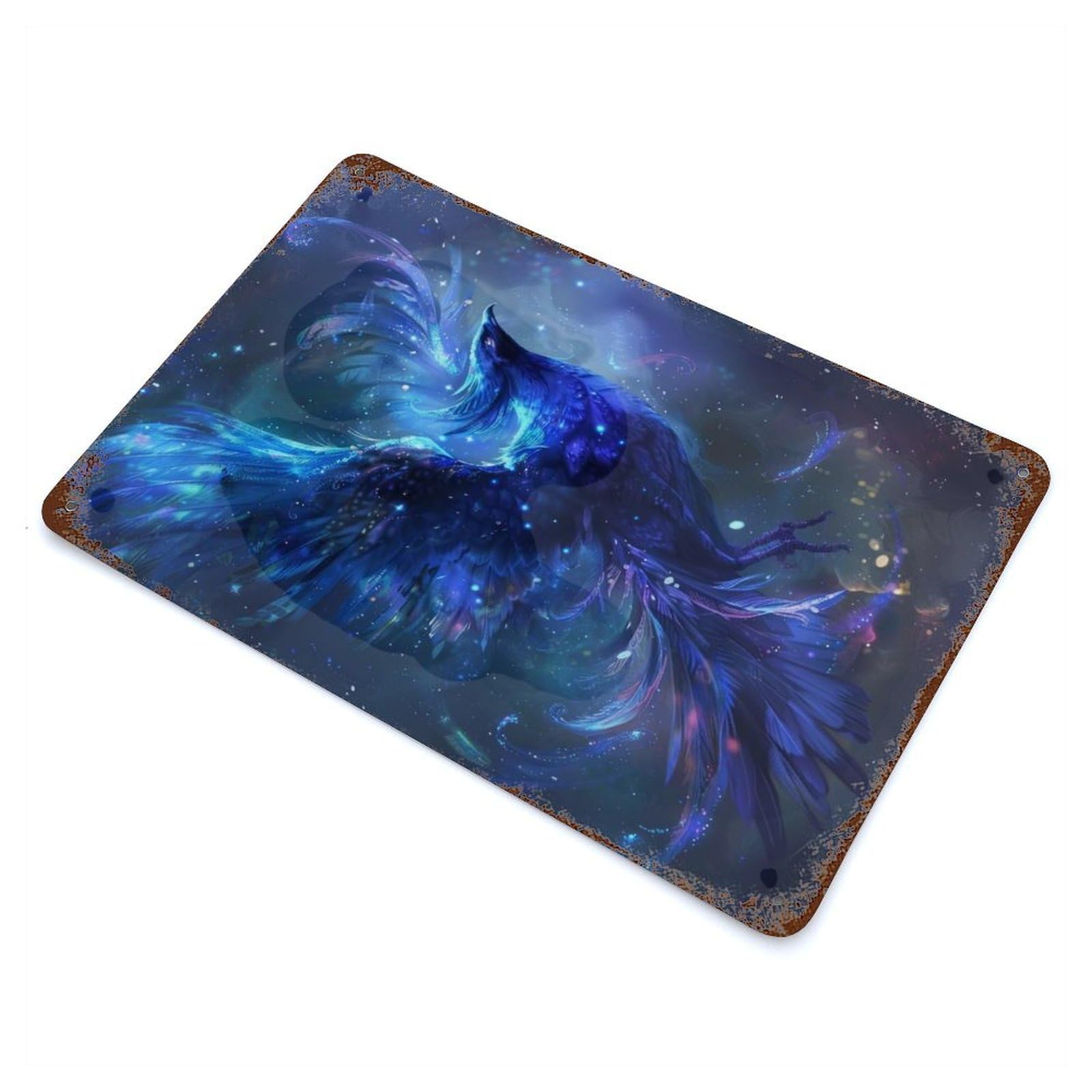 Blue Phoenix 11.8"x7.9" Retro Metal Sign, Industrial Home Decor for Office, Studio And Wall Decor