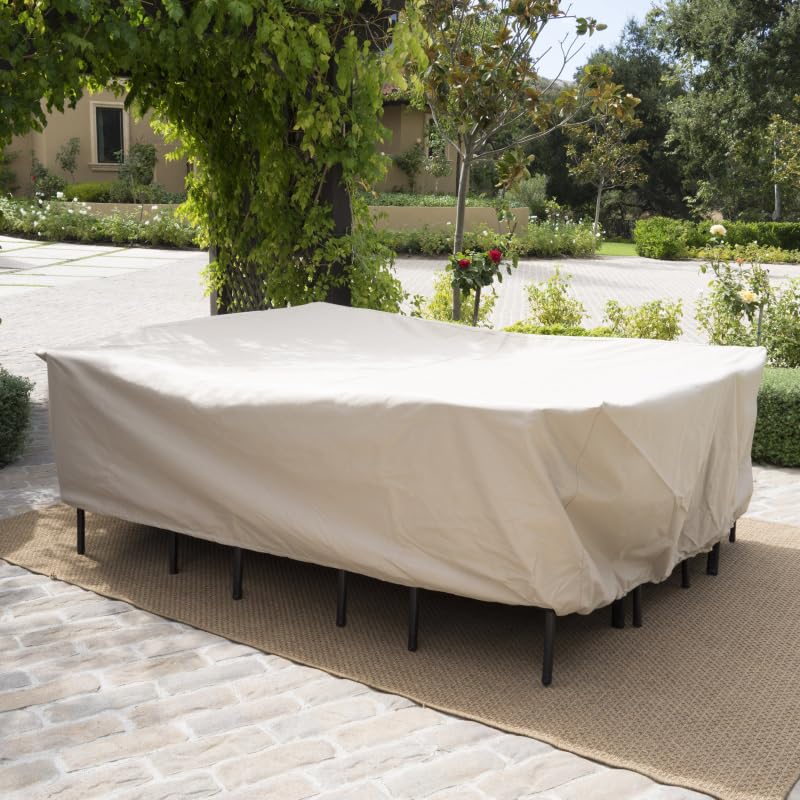 Rectangle Patio Table Cover Waterproof Outdoor Dining Table and Chair Cover Anti-UV Outside Sectional Sofa Set Covers?95W x 72D x 30H in?Beige?