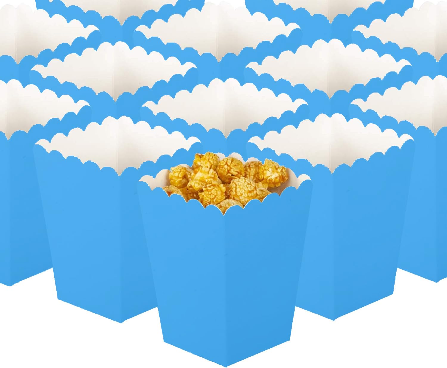50 sztuk pudełek na popcorn, małe białe pudełka na popcorn, pojemniki na popcorn, torebki na przekąski, popcorn i słodycze do teatrów, kin i karnawałów