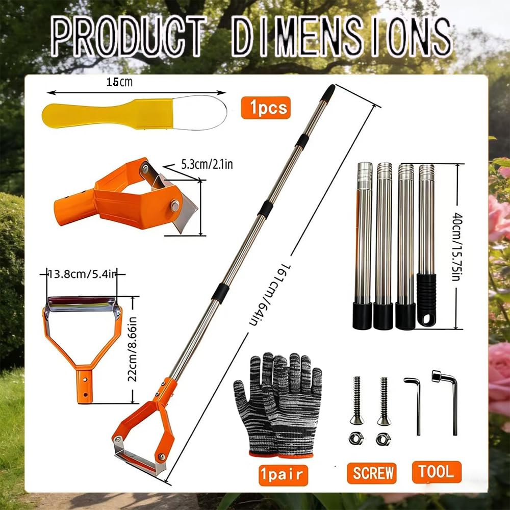 Pendelhacke mit Stiel 161cm, Steigbügelhacke Unkraut Entferner Gerät, Gartenhacke Mit Edelstahl Stiel, Vielseitige Unkrauthacke Hand,für Unkrautjäten, Lösen von Erde